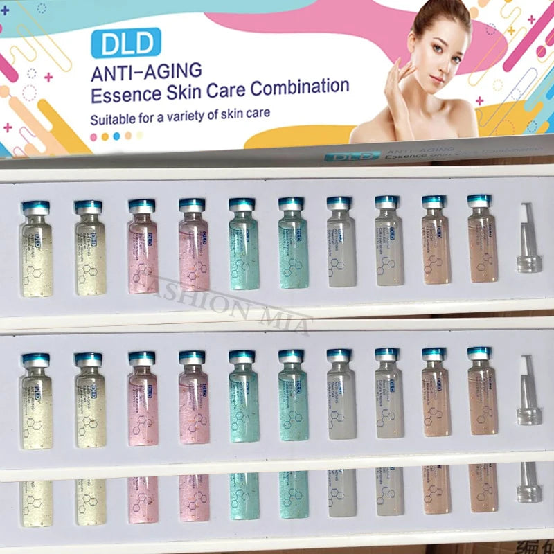 Kit d'ampoule d'essence anti-continuité pour le visage, acide hyaluronique, stade de niacinamide, ADN, hydrate, nourrit, rétrécit les pores, soins de la peau