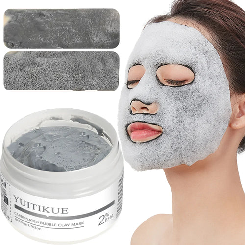 YUITIKUE Masque de boue à bulles gazeuses, 50g - riche en acide salicylique, hypoallergénique, masque hydratant pour types beige clair