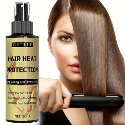 Spray de protection contre la chaleur des cheveux, protection longue durée jusqu'à 450 degrés, hydrate en profondeur les cheveux, rendant doux et lisse.
