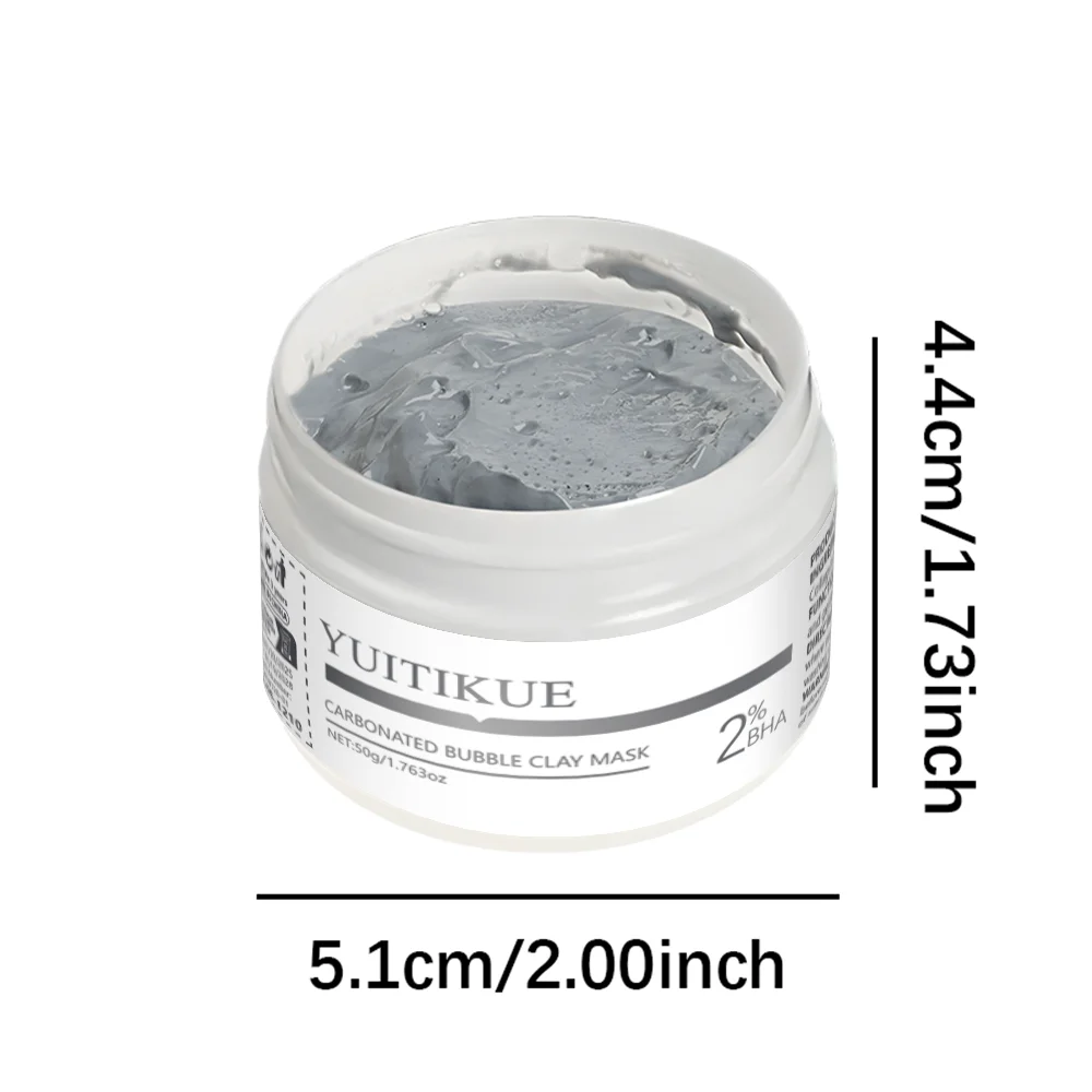 YUITIKUE Masque de boue à bulles gazeuses, 50g - riche en acide salicylique, hypoallergénique, masque hydratant pour types beige clair