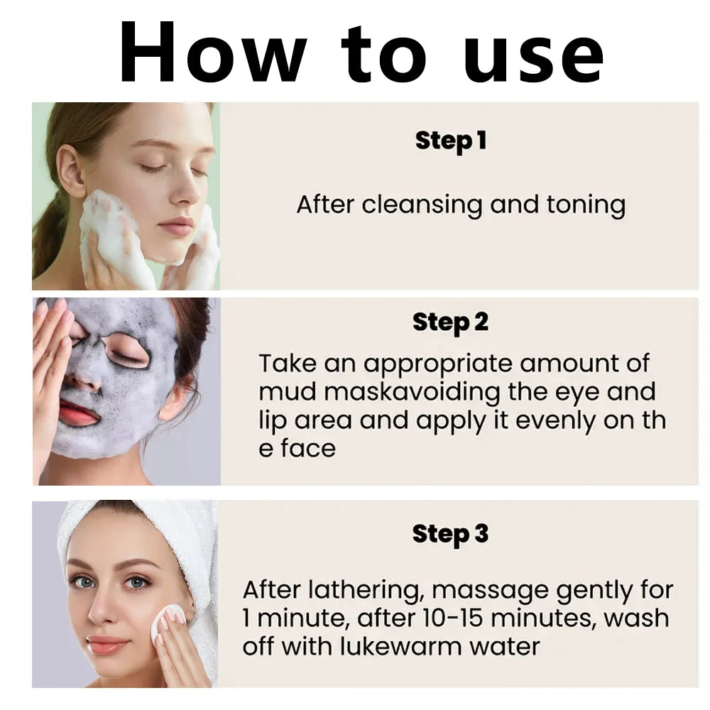 YUITIKUE Masque de boue à bulles gazeuses, 50g - riche en acide salicylique, hypoallergénique, masque hydratant pour types beige clair