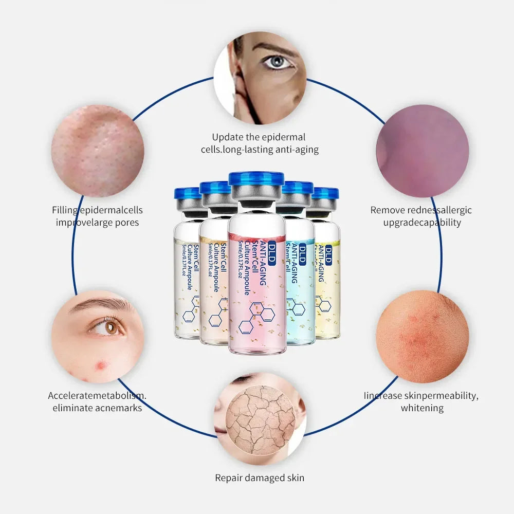 Kit d'ampoule d'essence anti-continuité pour le visage, acide hyaluronique, stade de niacinamide, ADN, hydrate, nourrit, rétrécit les pores, soins de la peau