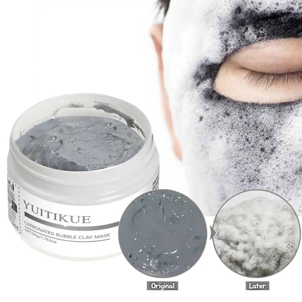 YUITIKUE Masque de boue à bulles gazeuses, 50g - riche en acide salicylique, hypoallergénique, masque hydratant pour types beige clair