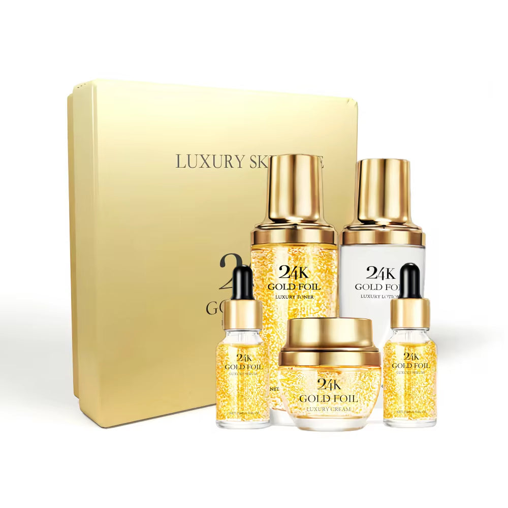 Ensemble de soins de la peau de marque privée bio en or 24 carats ensemble de cosmétiques coréens